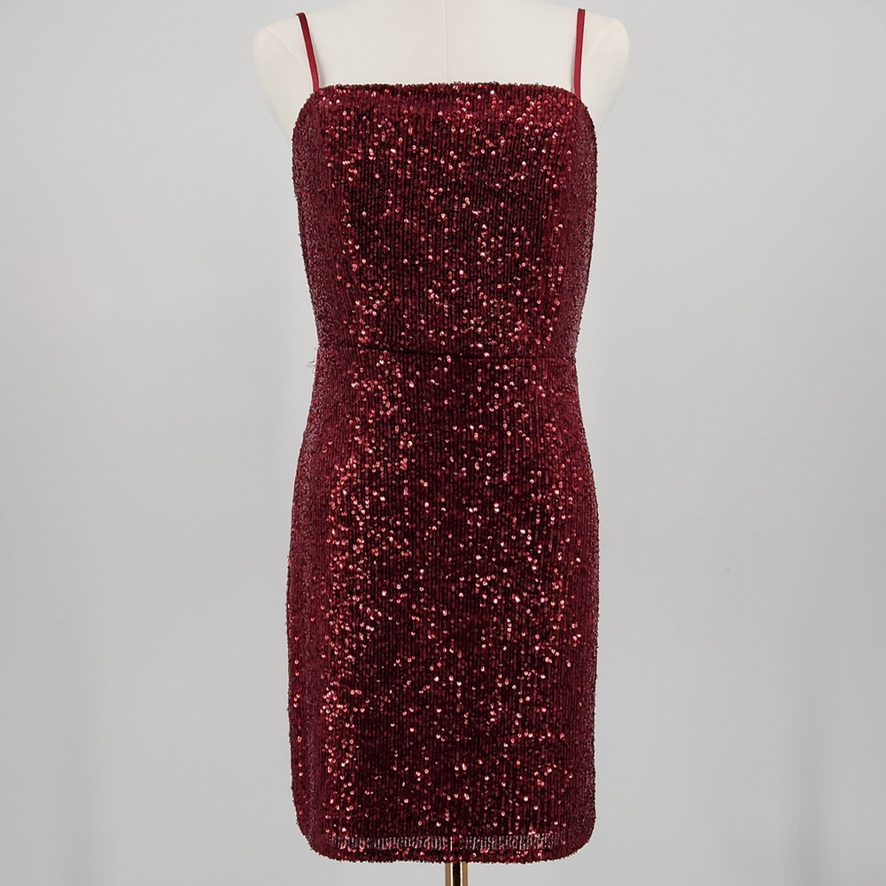 Red Sequin Taylor Swift Version Sleeveless Mini Dress Folklore Romantic Size 9
